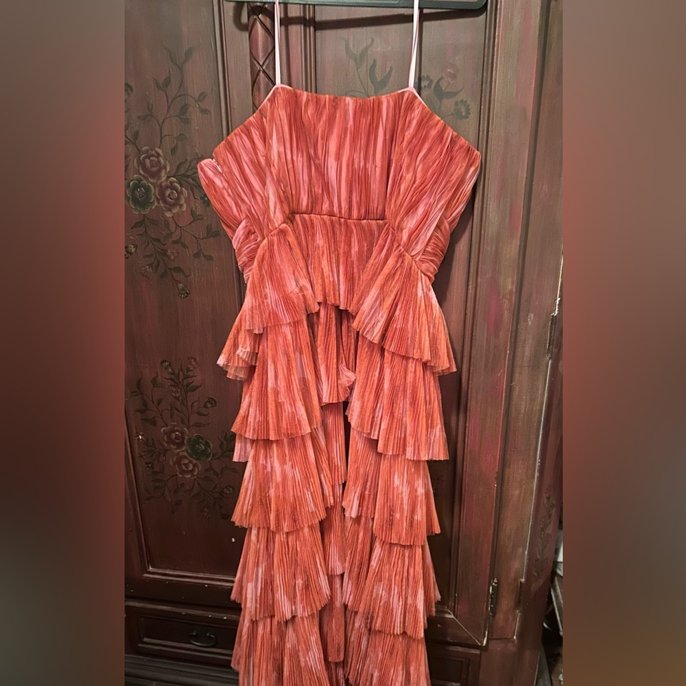 Anthropologie Red Strapless Tiered Maxi Dress - Picture 6 of 6